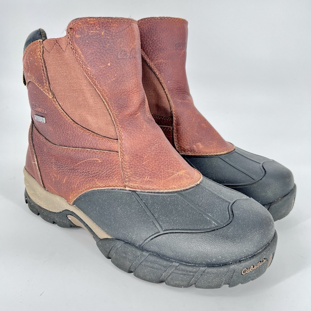 Cabela's Brown Leather Boot MEN's 14D Thinsulate Dry Plus Rubber Outsole Outdoor